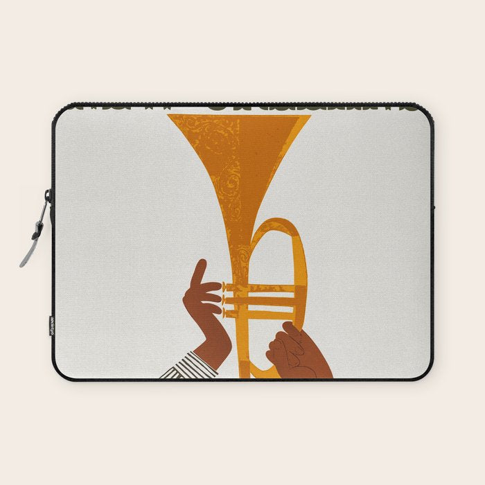 New Orleans Jazz Trumpet Player Vintage Art Laptop Sleeve Gallery Image 1