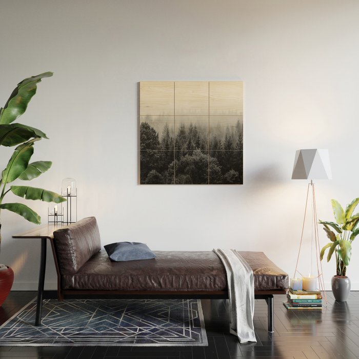 Forest, Black and White Wood Wall Art Gallery Image 2