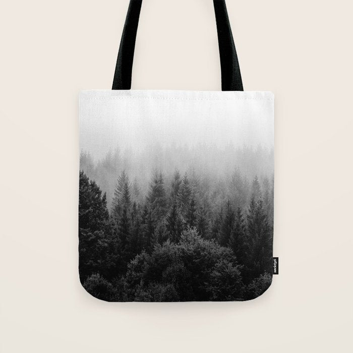 Forest, Black and White Tote Bag Gallery Image 1
