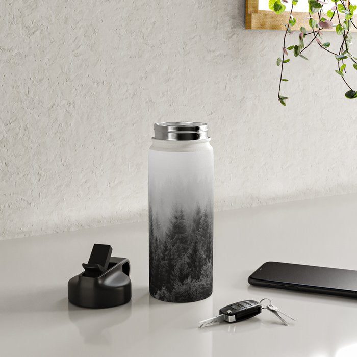 Forest, Black and White Water Bottle Gallery Image 5