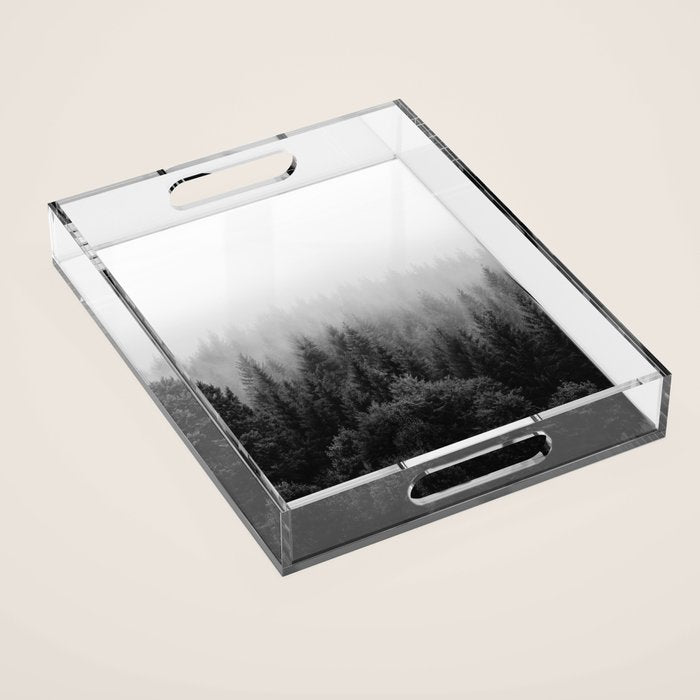 Forest, Black and White Acrylic Tray Gallery Image 1