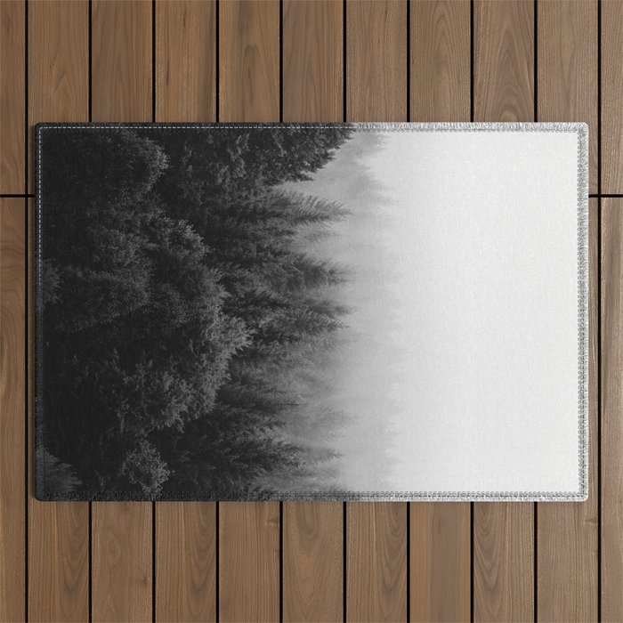 Forest, Black and White Outdoor Rug Gallery Image 1