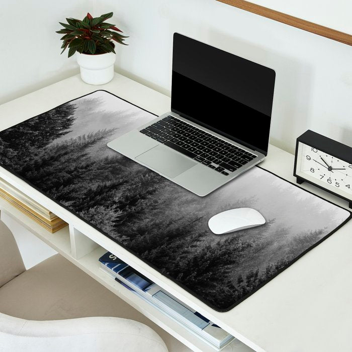 Forest, Black and White Desk Mat Gallery Image 2