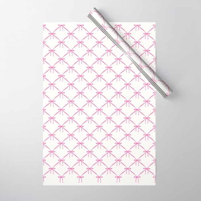 Bows & Ribbons Pattern VIII Y2K Pink Wrapping Paper Gallery Image 1