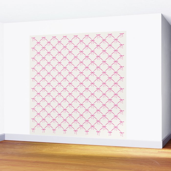 Bows & Ribbons Pattern VIII Y2K Pink Wall Mural Gallery Image 2