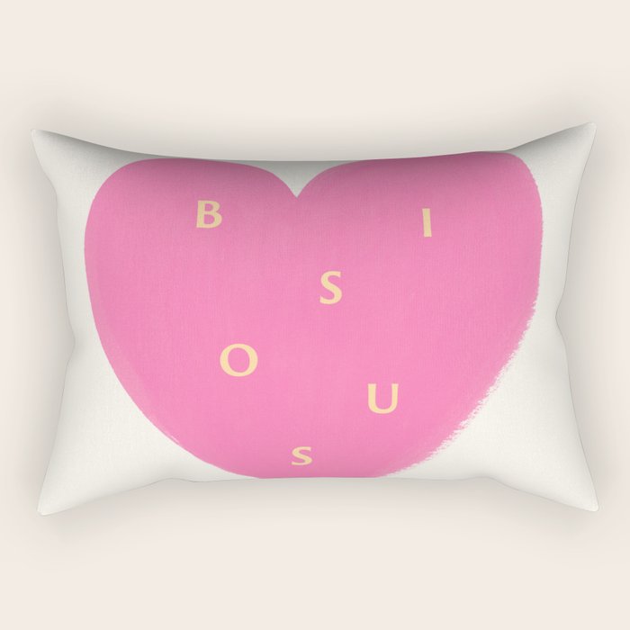 Heart Bisous - Pink Love French Typography Rectangular Pillow Gallery Image 1