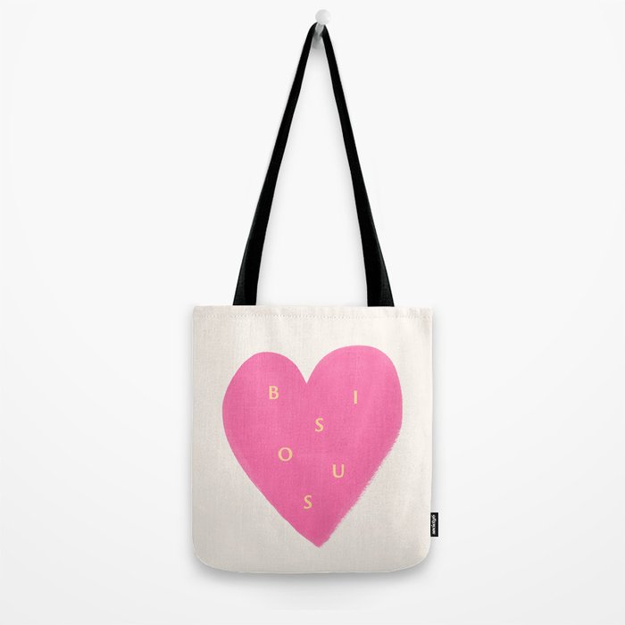 Heart Bisous - Pink Love French Typography Tote Bag Gallery Image 2