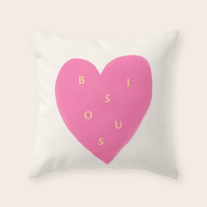 Heart Bisous - Pink Love French Typography Throw Pillow Gallery Image 6