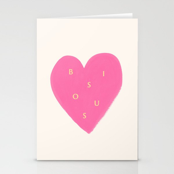 Heart Bisous - Pink Love French Typography Stationery Card Gallery Image 1