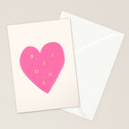 Heart Bisous - Pink Love French Typography Stationery Card Gallery Image 2