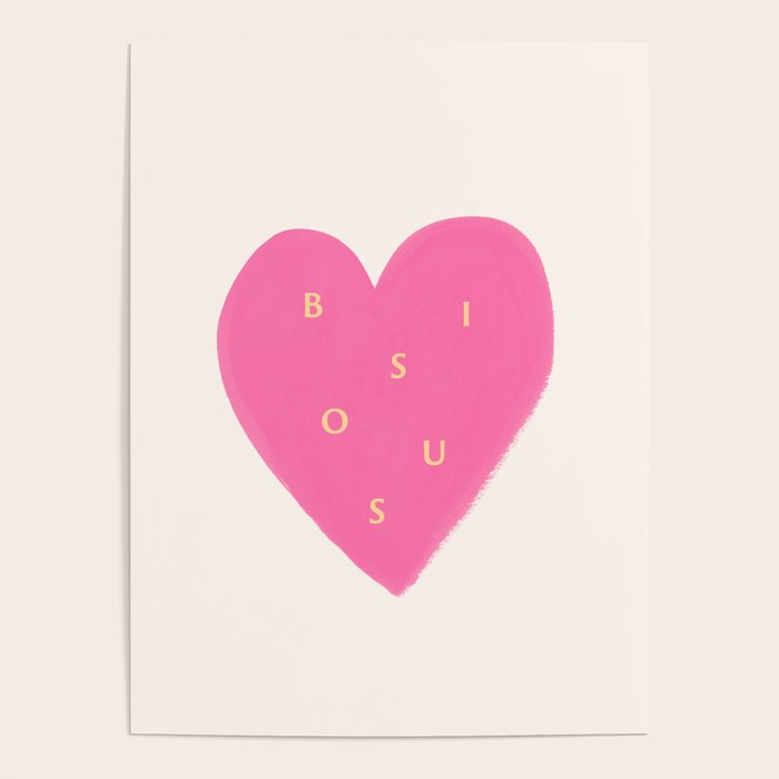 Heart Bisous - Pink Love French Typography Poster Gallery Image 4