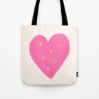 Heart Bisous - Pink Love French Typography Tote Bag Gallery Image 1