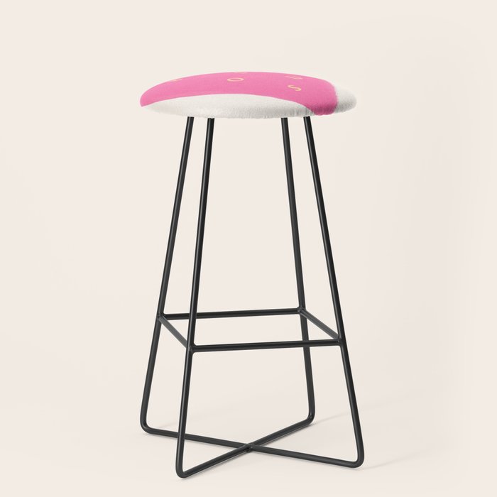 Heart Bisous - Pink Love French Typography Stool Gallery Image 1