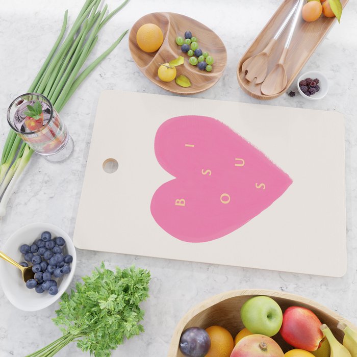 Heart Bisous - Pink Love French Typography Cutting Board Gallery Image 2