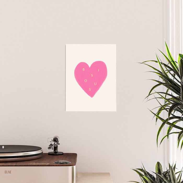 Heart Bisous - Pink Love French Typography Poster Gallery Image 2