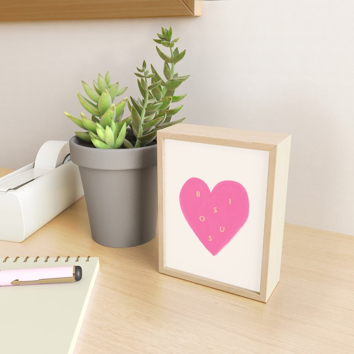 Heart Bisous - Pink Love French Typography Mini Art Print Gallery Image 2