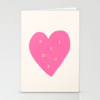 Heart Bisous - Pink Love French Typography Stationery Card Gallery Image 2