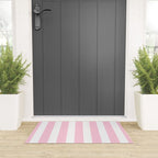 Pink & White Vertical Stripes Welcome Mat Gallery Image 3