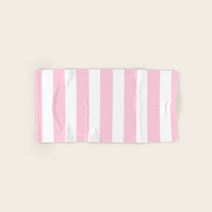 Pink & White Vertical Stripes Bath Towel Gallery Image 1
