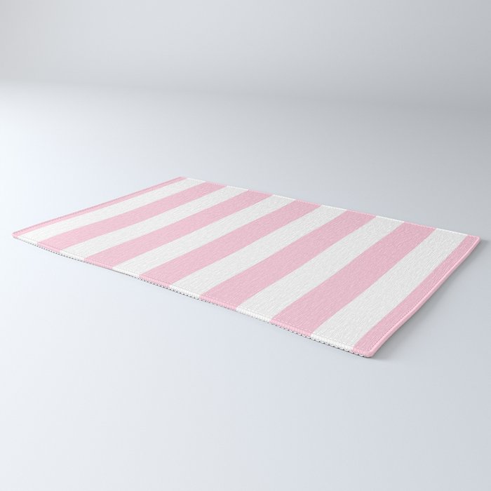 Pink & White Vertical Stripes Rug Gallery Image 3