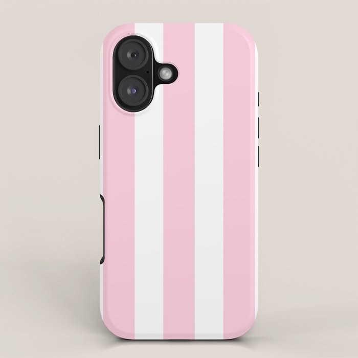 Pink & White Vertical Stripes iPhone Case Gallery Image 1