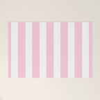 Pink & White Vertical Stripes Welcome Mat Gallery Image 1