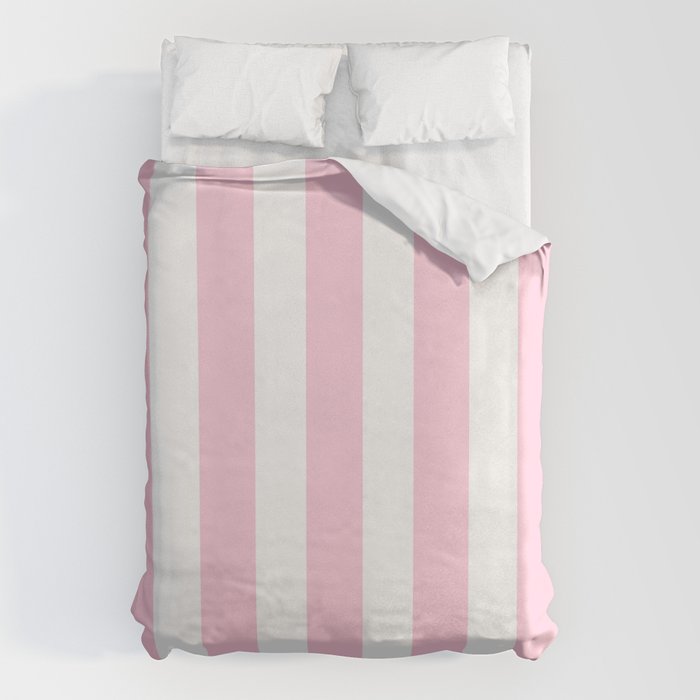 Pink & White Vertical Stripes Duvet Cover Gallery Image 1