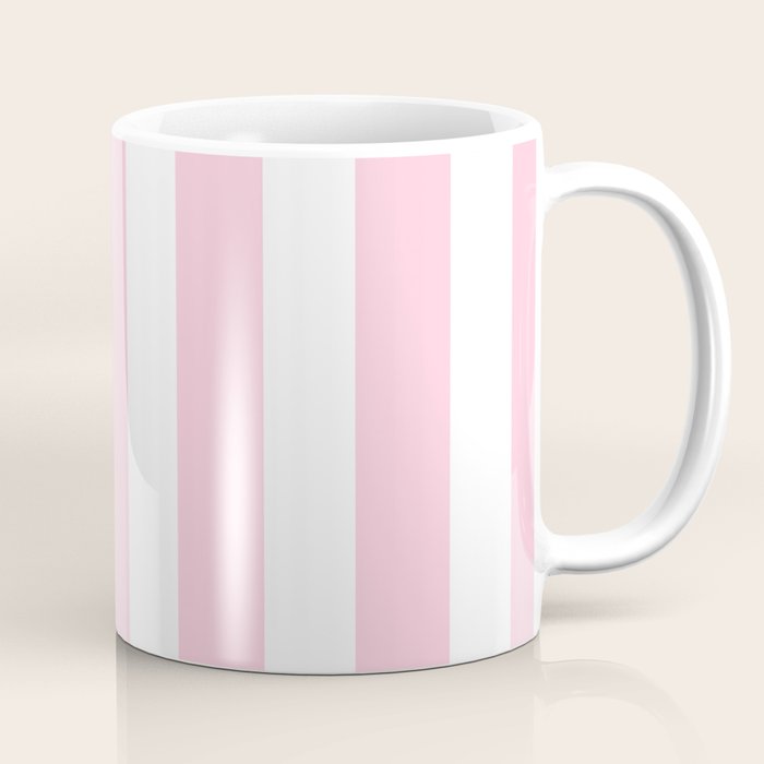 Pink & White Vertical Stripes Coffee Mug Gallery Image 1