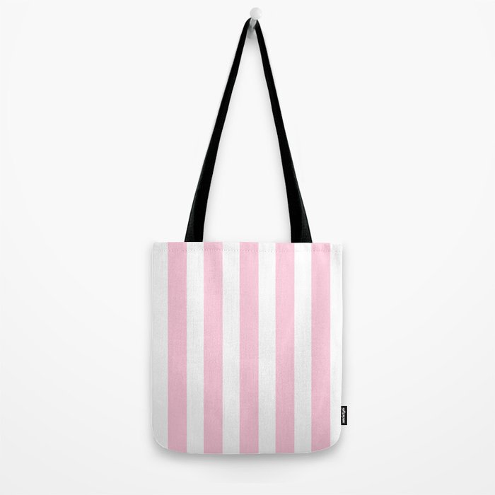 Pink & White Vertical Stripes Tote Bag Gallery Image 2