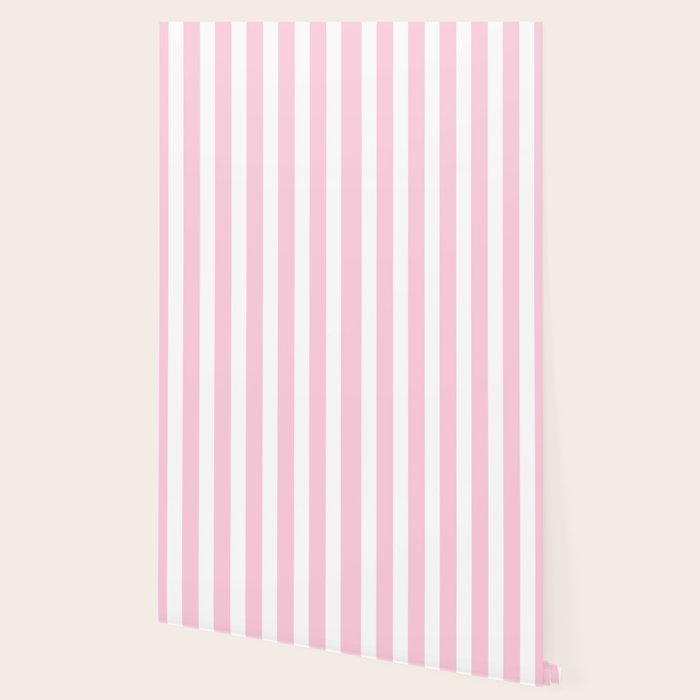 Pink & White Vertical Stripes Wallpaper Gallery Image 2