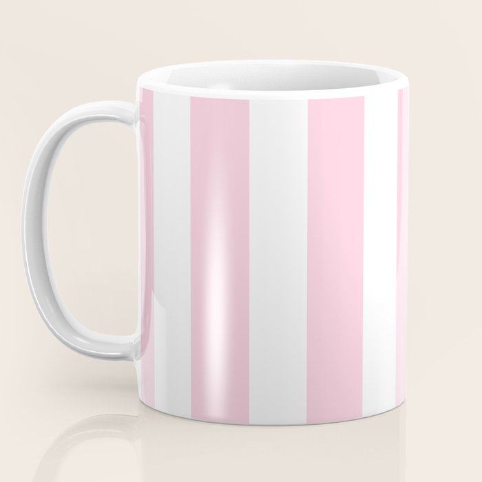 Pink & White Vertical Stripes Coffee Mug Gallery Image 3
