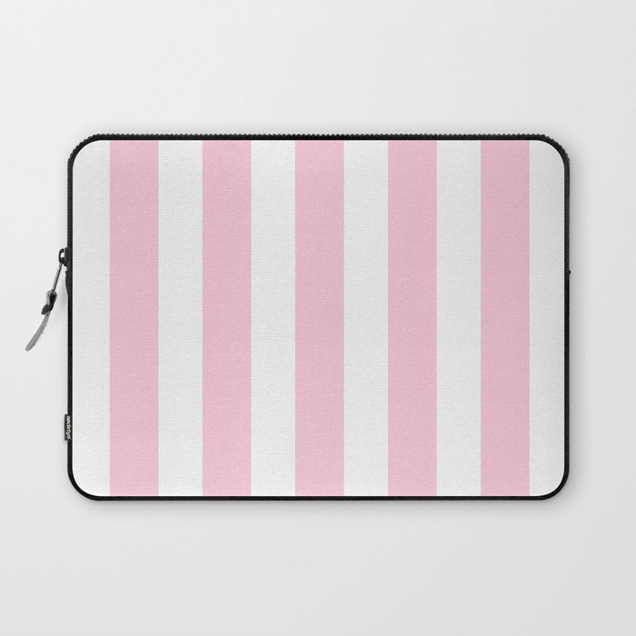 Pink & White Vertical Stripes Laptop Sleeve Gallery Image 1