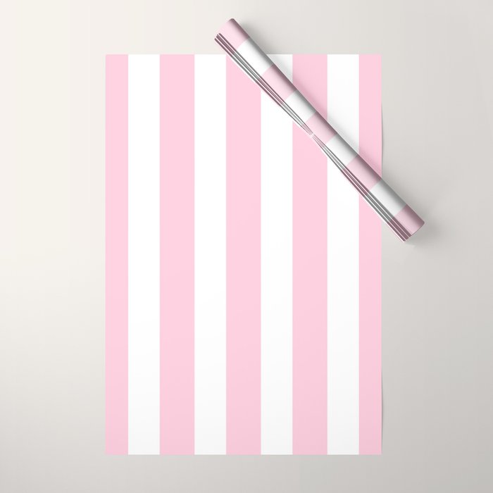 Pink & White Vertical Stripes Wrapping Paper Gallery Image 1