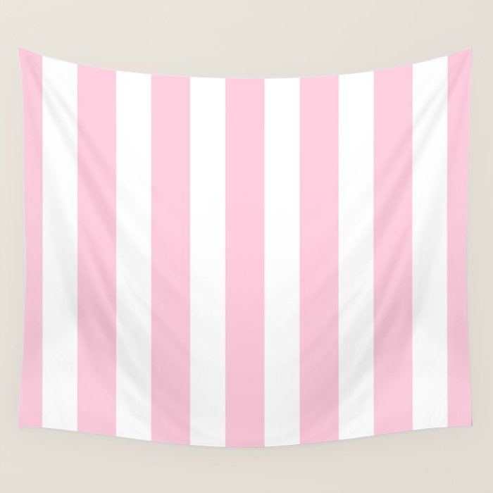 Pink & White Vertical Stripes Wall Tapestry Gallery Image 1