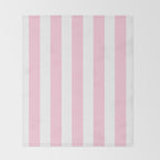 Pink & White Vertical Stripes Throw Blanket Gallery Image 2