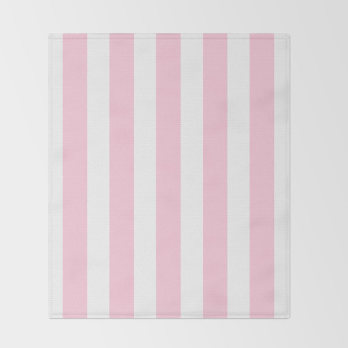 Pink & White Vertical Stripes Throw Blanket Gallery Image 2