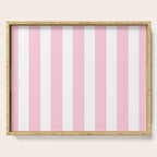 Pink & White Vertical Stripes Serving Tray Gallery Image 1