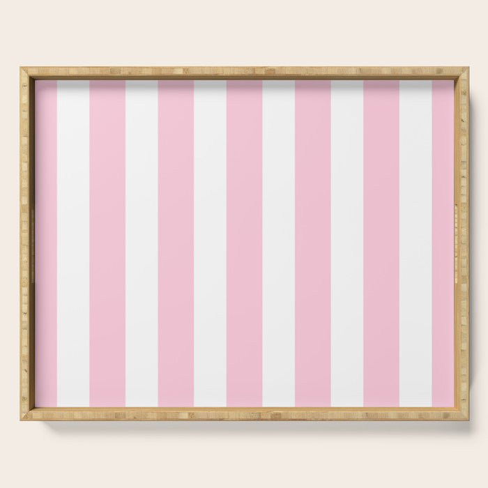 Pink & White Vertical Stripes Serving Tray Gallery Image 1