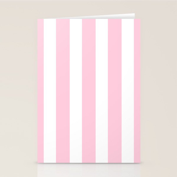 Pink & White Vertical Stripes Stationery Card Gallery Image 2