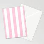 Pink & White Vertical Stripes Stationery Card Gallery Image 2