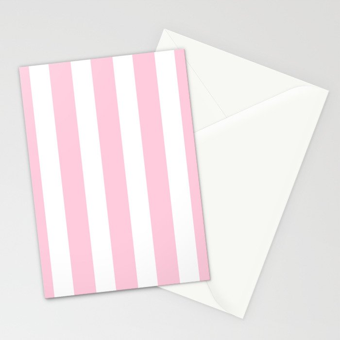 Pink & White Vertical Stripes Stationery Card Gallery Image 2