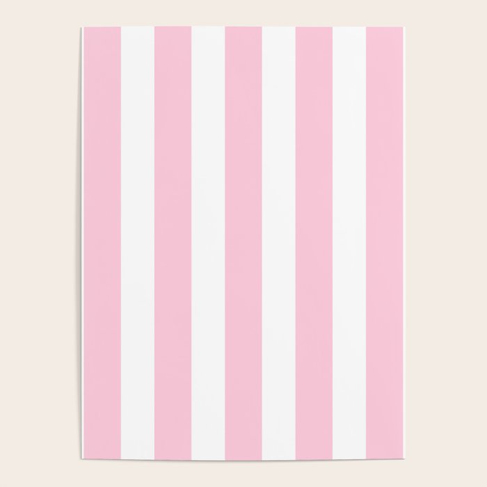Pink & White Vertical Stripes Poster Gallery Image 1