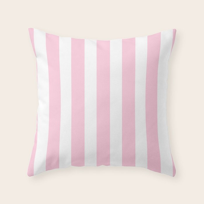Pink & White Vertical Stripes Throw Pillow Gallery Image 1