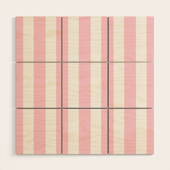 Pink & White Vertical Stripes Wood Wall Art Gallery Image 1