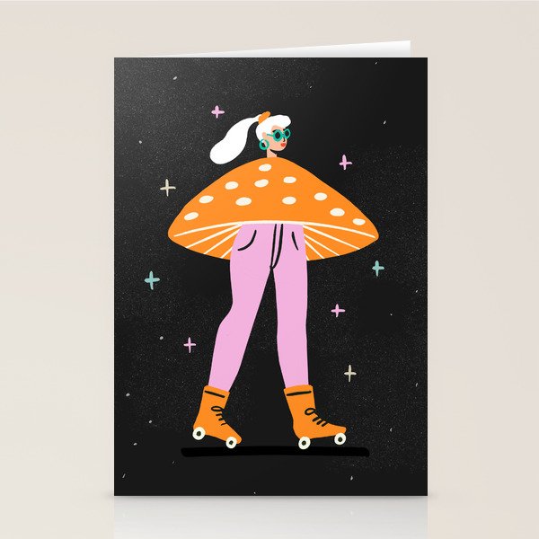 Mushroom Roller girl in Space Stationery Card Gallery Image 2