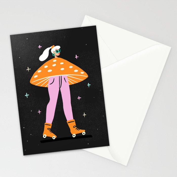 Mushroom Roller girl in Space Stationery Card Gallery Image 2