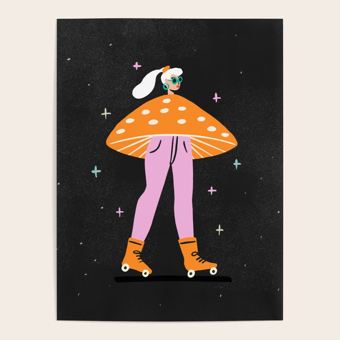 Mushroom Roller girl in Space Poster Gallery Image 4
