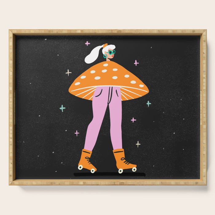 Mushroom Roller girl in Space Serving Tray Gallery Image 1