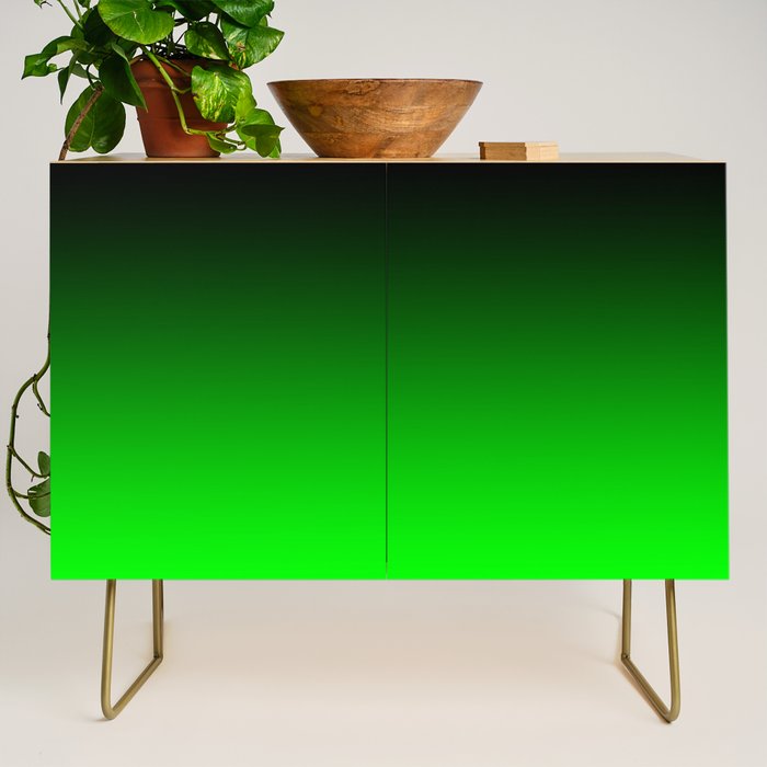 Black Lime Green Neon Nights Ombre Credenza Gallery Image 1