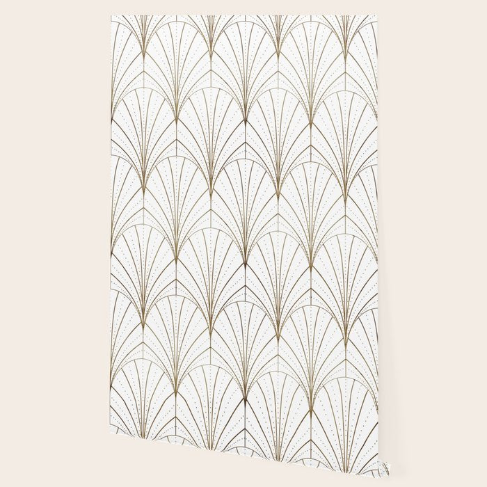 Art Deco Waterfalls // White Wallpaper Gallery Image 2